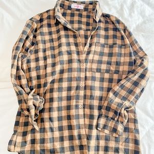 Buddy Love Black and Gingerbread Plaid Button Down